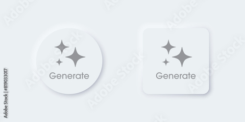 Generate AI button. Artificial intelligence and Machine learning technology concept. AI enters by command prompt to generate ideas. Chat with AI.  UI UX design, Vector illustration.