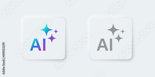 Generate AI button. Artificial intelligence and Machine learning technology concept. AI enters by command prompt to generate ideas. Chat with AI.  UI UX design, Vector illustration.