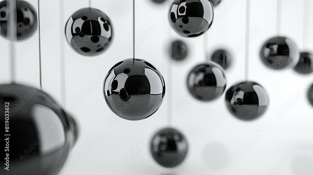 Three-dimensional rendering of suspended balls on a white background. Three-dimensional rendering of suspended balls on a white background.