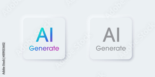 Generate AI button. Artificial intelligence and Machine learning technology concept. AI enters by command prompt to generate ideas. Chat with AI.  UI UX design, Vector illustration.