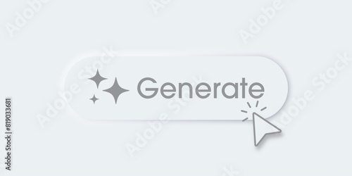 Generate AI button. Artificial intelligence and Machine learning technology concept. AI enters by command prompt to generate ideas. Chat with AI.  UI UX design, Vector illustration.