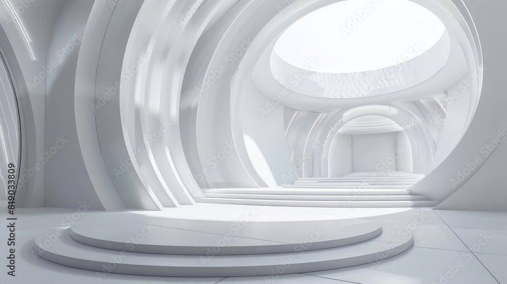 Illustration of a modern geometric wallpaper on a circular building. Futuristic technology design. Illustration of a modern geometric wallpaper on a circular building. Futuristic technology design.
