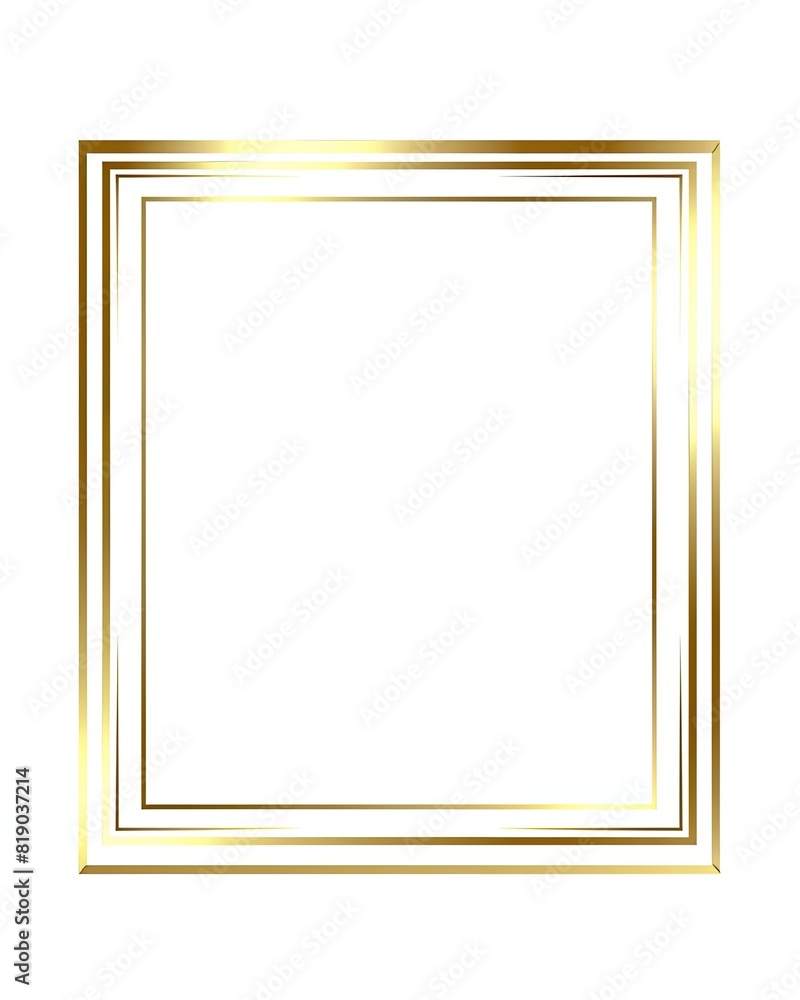 Elegant Double-Line Gold Rectangle Frame on White, Luxurious Border Design Elegant Double-Line Gold Rectangle Frame on White, Luxurious Border Design