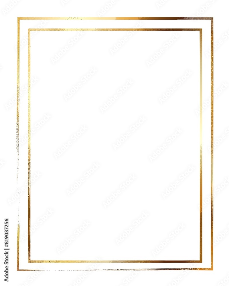 Double-Line Gold Frame on White, Elegant Rectangular Border Design Double-Line Gold Frame on White, Elegant Rectangular Border Design