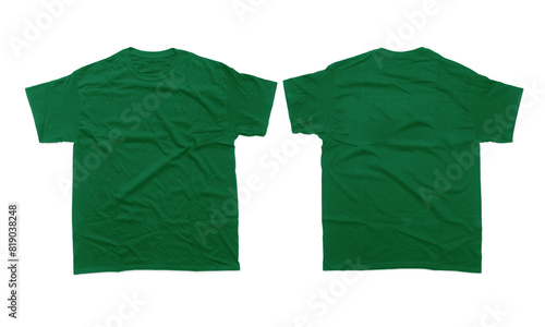 Front and Back Mockup of Kelly Green Heavyweight Cotton Crew neck Short Sleeve T-Shirt for Design Template Presentation