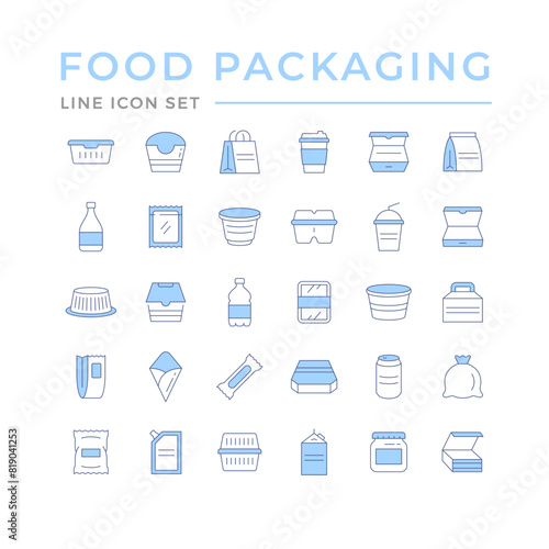 Set color icons of food packaging