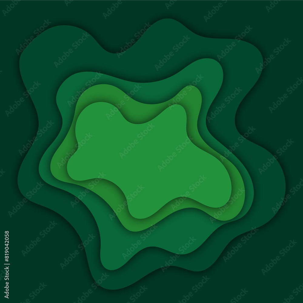 The background is cut out of paper. Modern origami design template. cool illustration. 3d green paper layers, sea waves. eps 10 The background is cut out of paper. Modern origami design template. cool illustration. 3d green paper layers, sea waves. eps 10