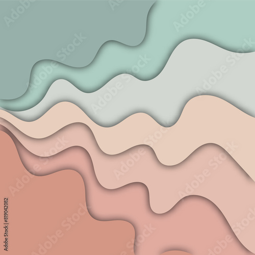 Background of cut paper. Abstract realistic layout of paper for design with a cardboard texture of wavy pink layers. 3d Relief. The art of carving. 