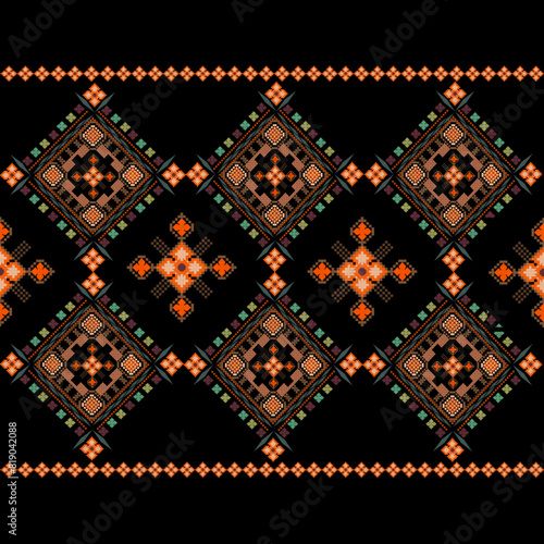 Thai Cultural Heritage hill tribe,Shop Northern Tribe Inspired Ikat Patterns,contemporary Indian,Scandinavian,Gypsy,Mexican, indigo,shibori.Black and white, pink gold.Orang background.