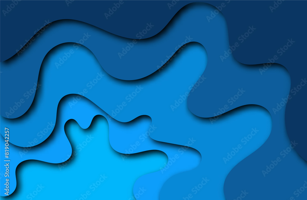 Paper art cartoon abstract waves. The background is cut out of paper. Modern origami design template. Vector illustration. 3d layers of paper, sea waves. eps 10 Paper art cartoon abstract waves. The background is cut out of paper. Modern origami design template. Vector illustration. 3d layers of paper, sea waves. eps 10