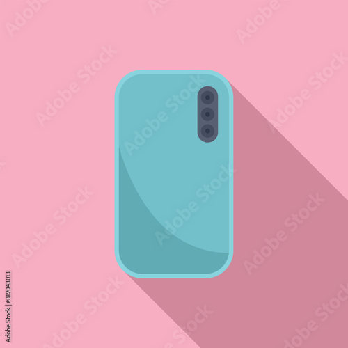 Flat design illustration of a stylish modern smartphone with a triplelens camera photo