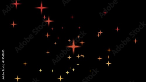 particles abstract background with golden shining stars dust bokeh glitter awards dust. Futuristic glittering fly movement flickering loop in space on black background