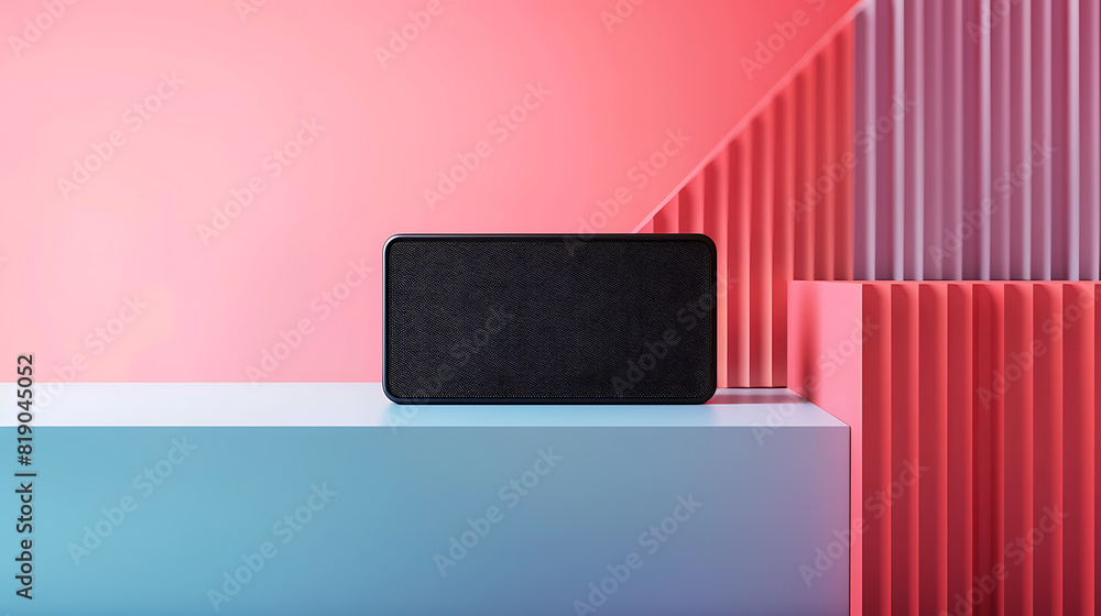 Obraz premium Bluetooth speakers, modern wireless devices for audio entertainment and relaxation.