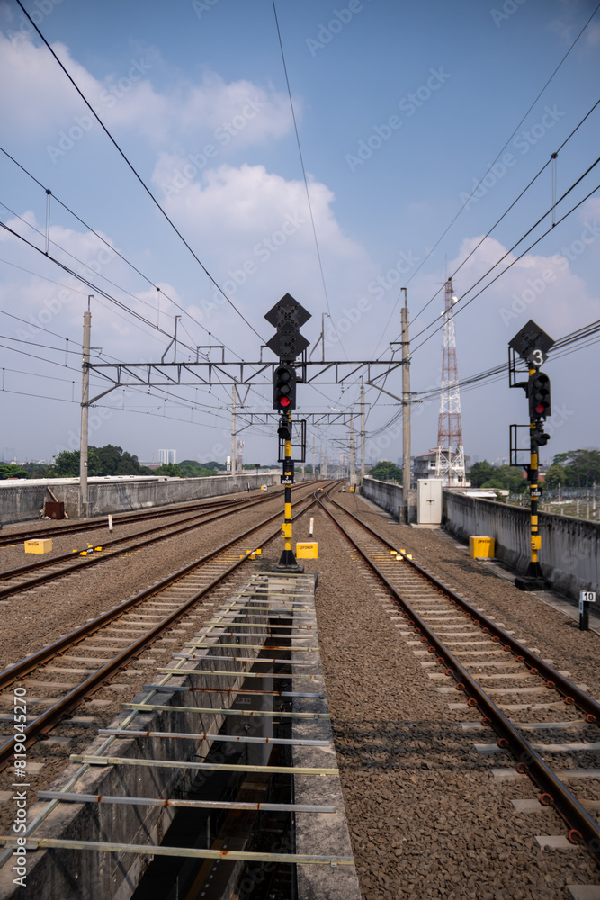 Railway KRL train near Manggarai station, Jakarta. The KRL train is one of the public transportation options in Jakarta. Railway KRL train near Manggarai station, Jakarta. The KRL train is one of the public transportation options in Jakarta.