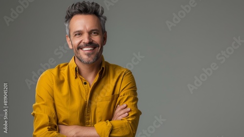 A Man in Yellow Shirt Smiling photo