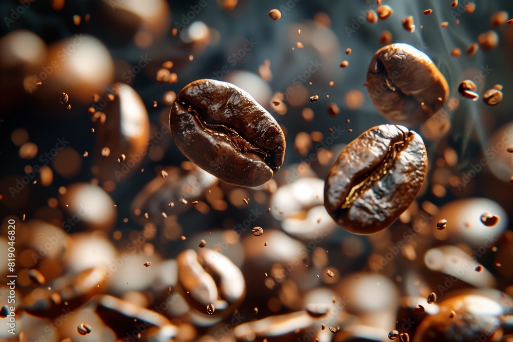 Floating Coffee Beans with Roasted Aroma Floating Coffee Beans with Roasted Aroma