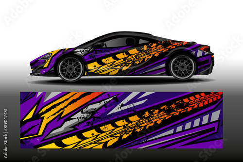 Sport car decal wrap design vector. Design of car stickers. Abstract sport background for racing livery or daily use car vinyl decal. 