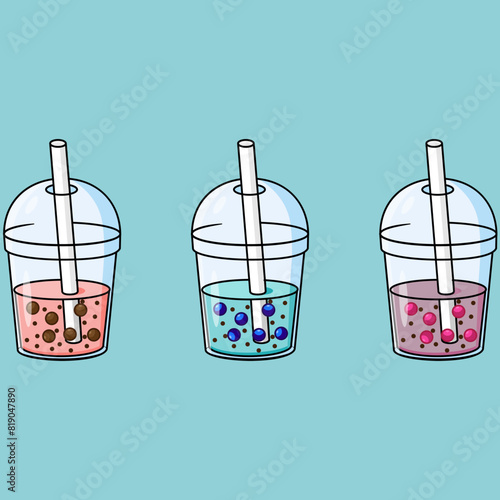 three glasses of bubble tea
