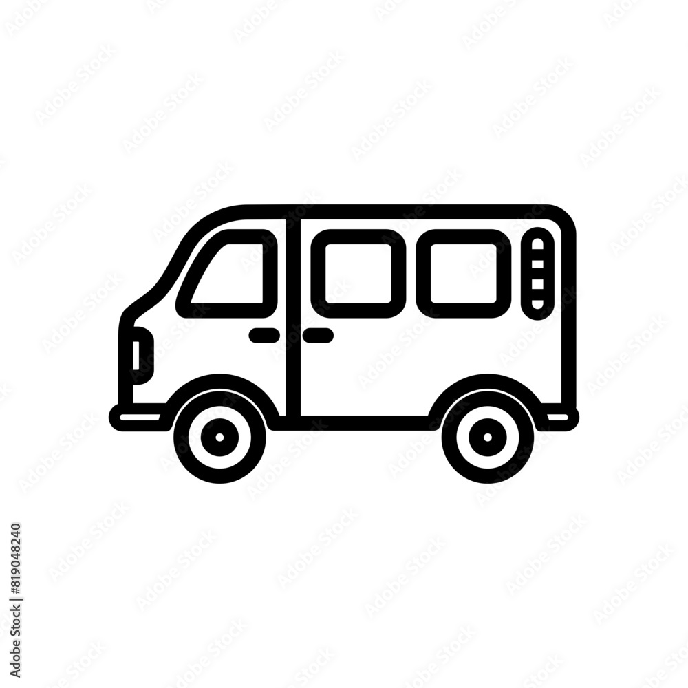 Van line icon. Transportation icon. Vehicle icon isolated on white background. Transparent background, minimalist symbol. Vector images Van line icon. Transportation icon. Vehicle icon isolated on white background. Transparent background, minimalist symbol. Vector images