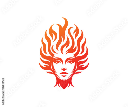 Fire Hair Woman Logo
