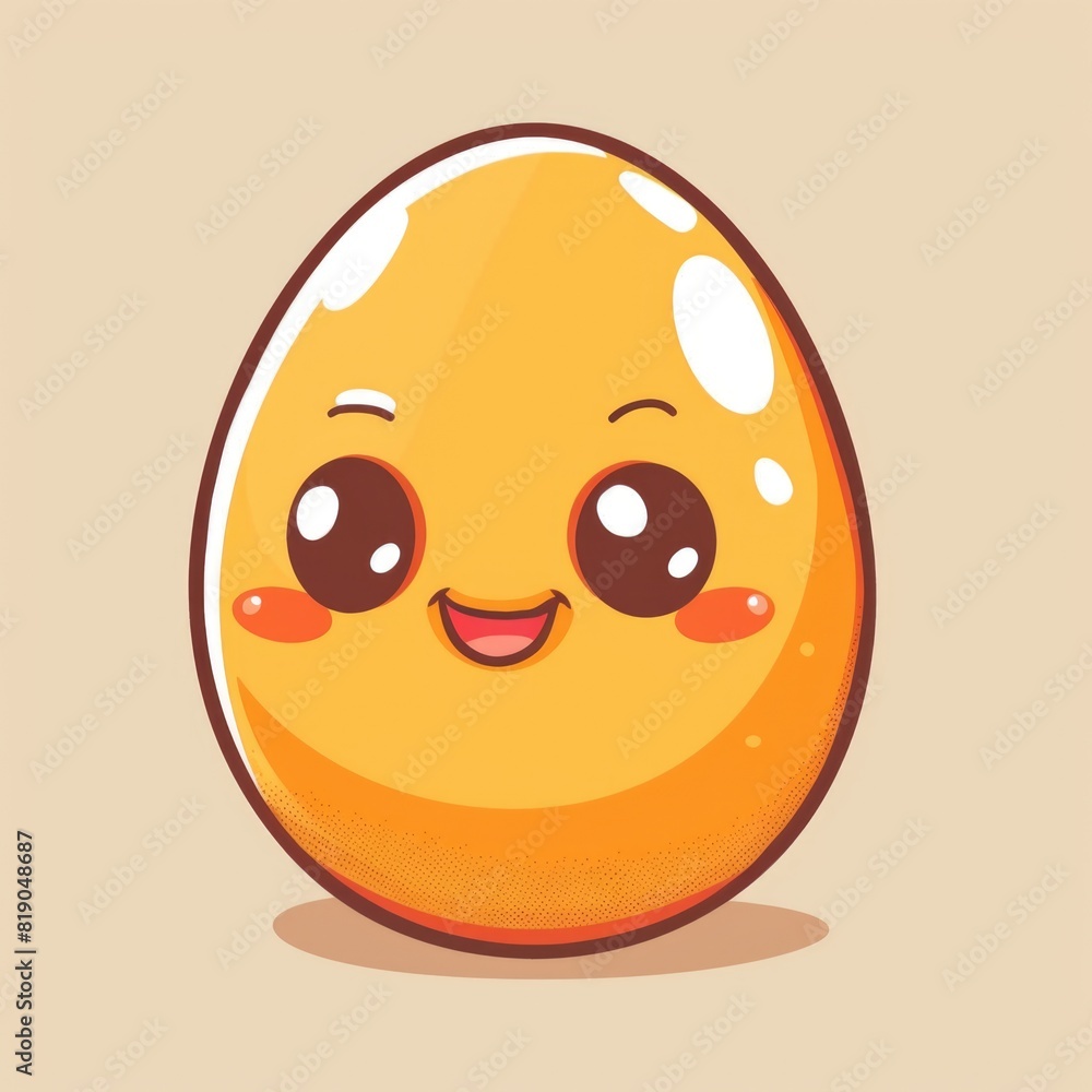 Fototapeta premium Cute chibi egg. Cartoon happy drawn characters