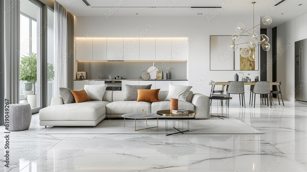 A living room with a modern minimalist furniture design. A living room with a modern minimalist furniture design.