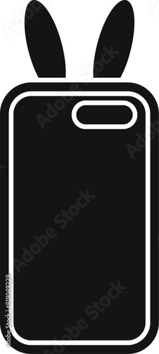 Black silhouette of a smartphone case featuring cute bunny ears design