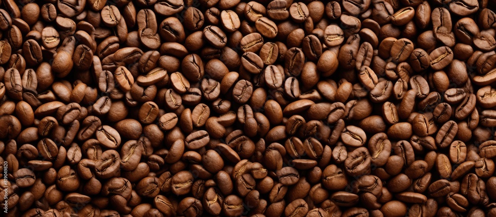Top view of a coffee cup filled with coffee beans creating a visually appealing copy space image Top view of a coffee cup filled with coffee beans creating a visually appealing copy space image