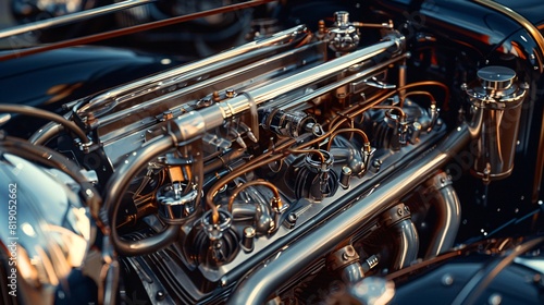 Vintage car engine , Classic car engine © Panupan