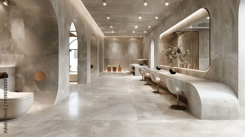 Obraz premium Stylish and modern salon with a minimalist design interior