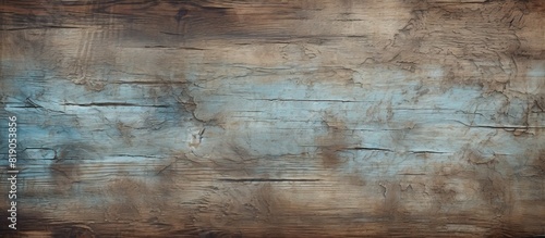 Shabby weathered wood texture as background Brown wood with remains of blue paint and scratches. copy space available photo