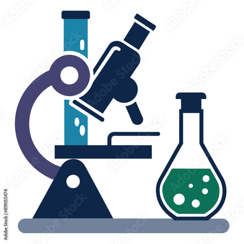 Laboratory icon, lab and science, microscope with flask vector icon, vector