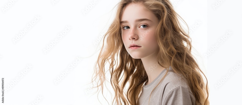 Studio Portrait Of Teenage Girl On White Background. copy space available Studio Portrait Of Teenage Girl On White Background. copy space available