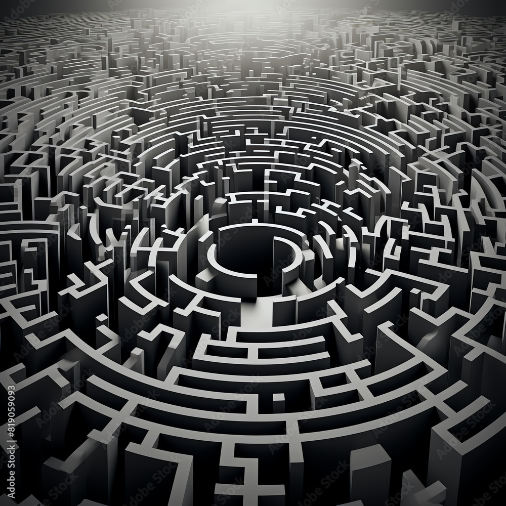 Create an image of a black and white image of a maze Create an image of a black and white image of a maze