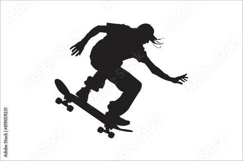 Skateboarders Silhouette Vector Illustration, skateboarders silhouettes Vector collection.