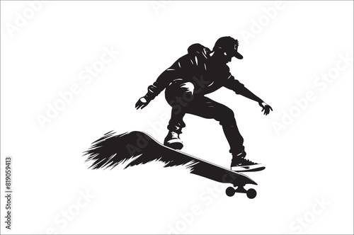 Skateboarders Silhouette Vector Illustration, skateboarders silhouettes Vector collection.