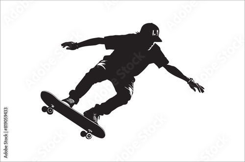 Skateboarders Silhouette Vector Illustration, skateboarders silhouettes Vector collection.