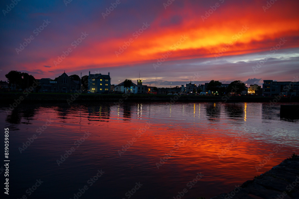 Red and Blue Sky Reflecting in Water Red and Blue Sky Reflecting in Water