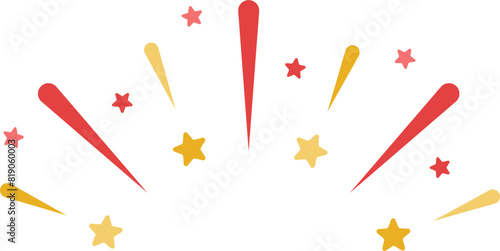 Red and yellow gold ribbon shine star splash flat excited surprise element sign