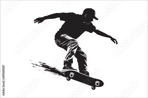 Skateboarders Silhouette Vector Illustration, skateboarders silhouettes Vector collection.