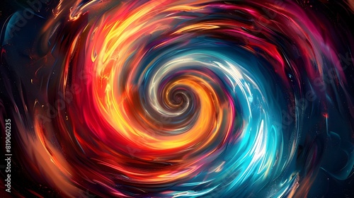 Colorful vortex energy  cosmic spiral waves  multicolor swirls explosion. Abstract futuristic digital background. 