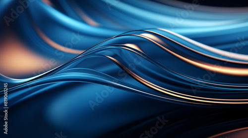 Illustration de vagues bleues, lignes courbes et dynamiques. Mouvement fluide, lumière et texture lisse. Concept de flux, forme et couleur pour papier peint, arrière-plan, eau et fumée. photo
