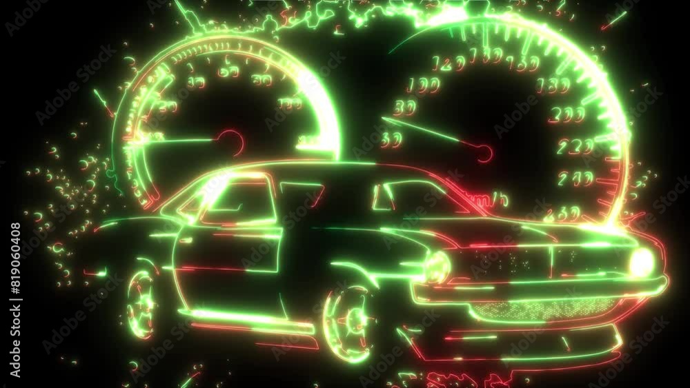 neon animation of Muscle car neon animation of Muscle car