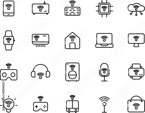 Icon line black color themes Internet Of Think Controls