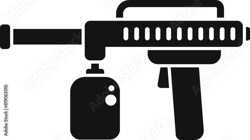 Vector illustration of a paint spray gun silhouette isolated on a white background, icon for various uses
