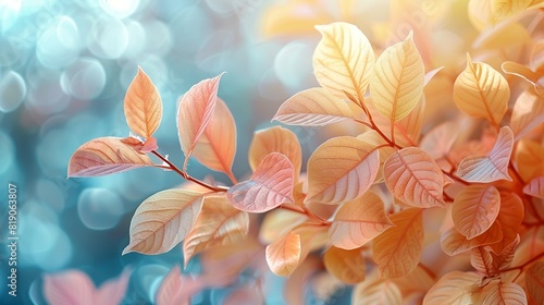 Nature Background Soft pastel-colored leaves on a sunny day Illustration image 