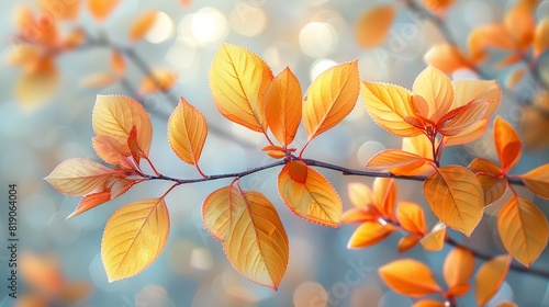 Nature Background Soft-focus branches with vibrant leaves Illustration image, © DARIKA
