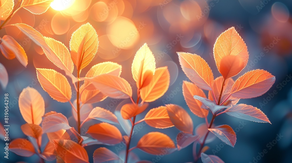 Nature Background Sunlit branches with soft, bright leaves Illustration image, Nature Background Sunlit branches with soft, bright leaves Illustration image,