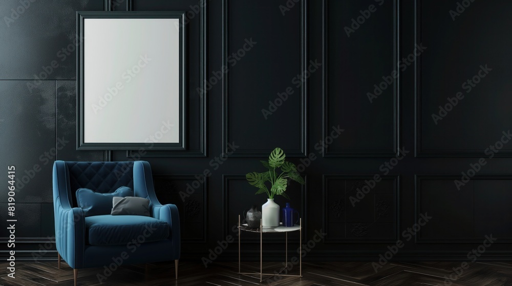 Frame mockup, Blank poster frame mockup on wall. Interior mockup with wall background. Modern interior design. 3D render Frame mockup, Blank poster frame mockup on wall. Interior mockup with wall background. Modern interior design. 3D render