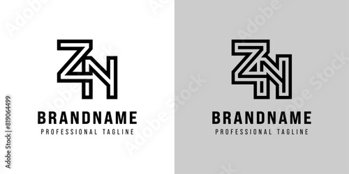 Letters ZN Monogram Logo, suitable for any business with ZN or NZ initials
